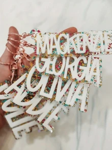 1pc Multi-Color Option To Customize Personalized Acrylic Name Keychain, Custom Lettering Keyring, Colorful Glitter Pendant, DIY Name And Date, The Perfect Gift For Special Occasions Mother's Day Valentine's Day Gift Back To School Gift Ideal Gift For Men And Women Birthday Gift Christmas Gift