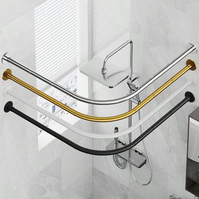 Asta per tenda da doccia ad angolo a forma di L per vasca da bagno (28"/38"/48"X28"/38"/48"), installazione senza foratura, per bagno, negozio di abbigliamento, spazio privato, decorazione per il bagno, decorazione autunnale, accessori per il bagno, ritorno a scuola