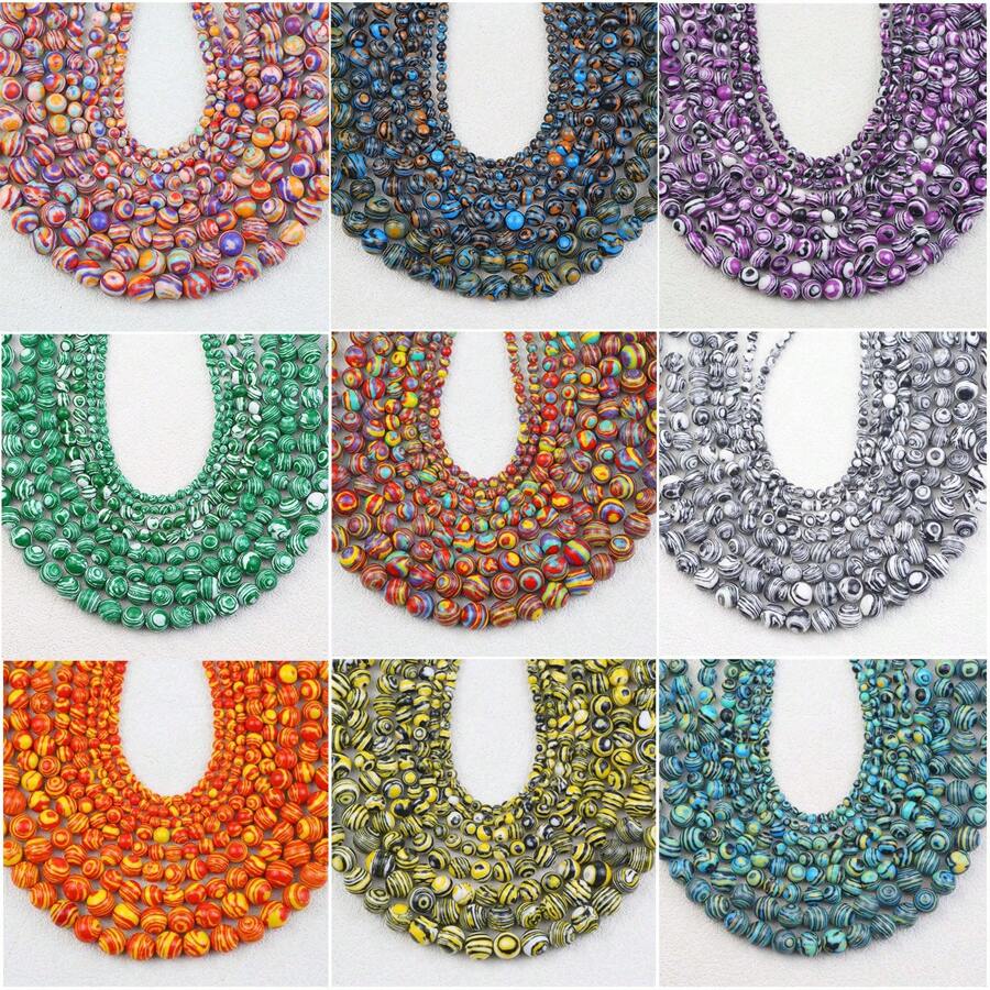 4/6/8/10mm 彩色合成碧玉圆珠，适用于 DIY 珠宝、手链、项链、服装配饰、装饰