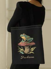 1pc Customized Canvas Bag, Unique Design (Photo, Landscape, Illustration), Foldable, Large Capacity, Lightweight, Stylish, Personalized Tote Bag, Shoulder Bag, Casual Shopping Bag,Bridesmaid Gifts Shop Back To School - Multicolor - View 6