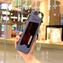 Square Straw Water Bottle With Scale Stylish Custom Water Bottle - Xám - Xem 5