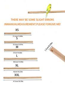 1 pieza Percha de madera maciza de loro de doble extremo, disponible en múltiples longitudes (31.5cm, 35.5cm, 37cm, 40.5cm, 42cm, 47.5cm), percha de madera, accesorio de jaula de pájaros, suministros para pájaros