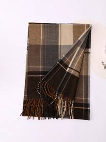 1pc Children Plaid Tassel Warm Scarf - Multicolor - View 3