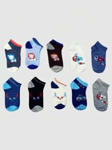 Kit 4 Pairs Of Premium Line Long Ankle Socks For Children And Youth - Assorted Printed Colors - 彩色 - 查看 4