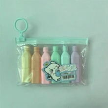 6pcs/Set Mini Ice Cream, Candy, And Waffle Cone Style Fluorescent Highlighter Pen Set, Cute Graffiti Drawing Diary Study Marker Pen With Random Packaging