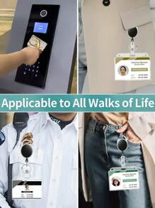 1个极简主义纯色透明挂绳证件卡套，带夹子，适用于工作证、学生证、教师证、钥匙卡、驾驶证等。 - 彩色 - 查看 4