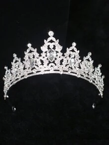 Bộ 3 vương miện pha lê trắng sang trọng dành cho nữ, hoa tai và vòng cổ hợp kim, phụ kiện màu trắng sang trọng thích hợp cho đám cưới, tiệc tùng, lễ hội và những dịp trang trọng - Nhiều màu - Xem 3