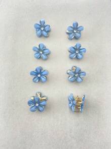Juego de 8 piezas/12 piezas Pasadores para el cabello de metal y cristal con diseño de flores, ganchos para el cabello, pinzas para el cabello, pinzas para el cabello, sujetadores para el cabello