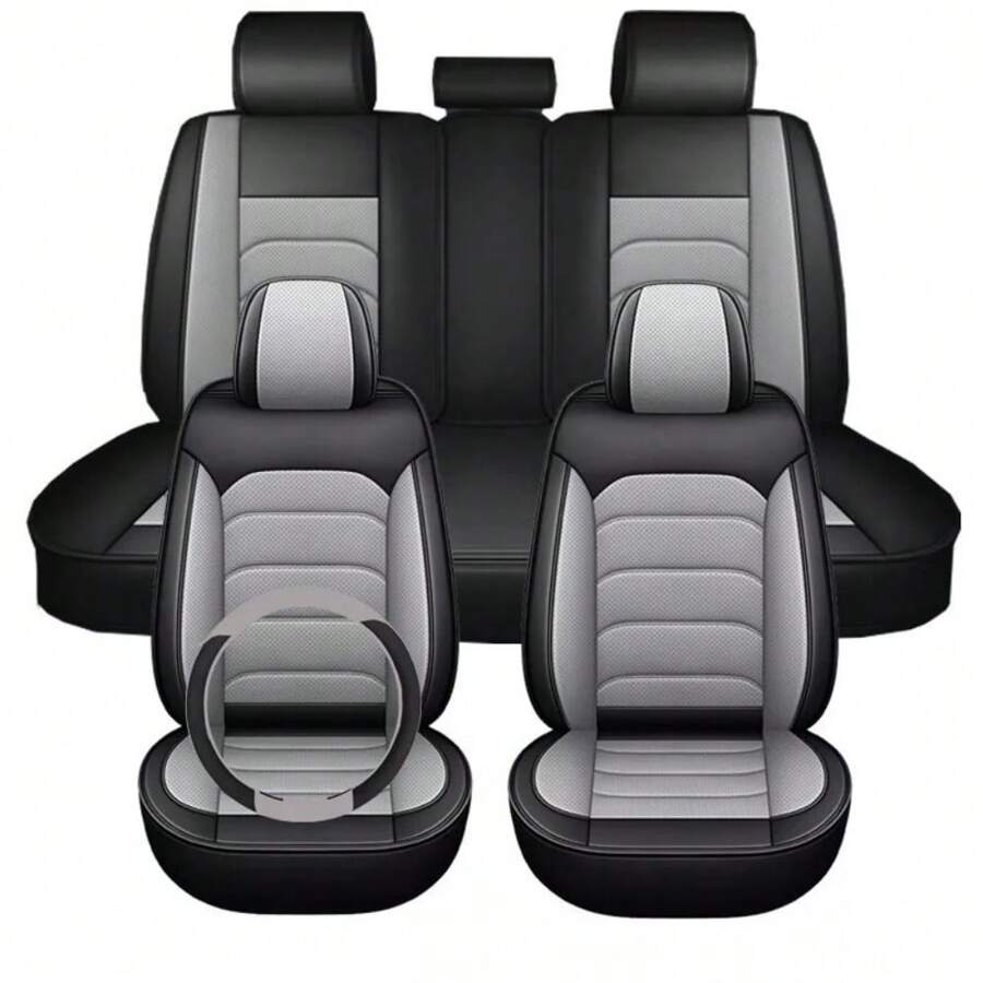 For Jp Premium Nappa Leather Car 5 Seat Covers Full Set Protector Front & Rear