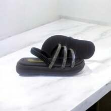 Girls' Shiny Rhinestone Tractor-Shaped Sandals, Delicate, Lightweight, Comfortable, New Release - 黑色 - 查看 3