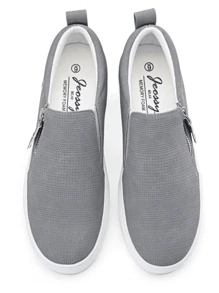 Comfyshoes Women's Fashion Sneakers, Casual Slip On Sneakers, Arch Support Walking Shoes For Women - 灰色 - 查看 6