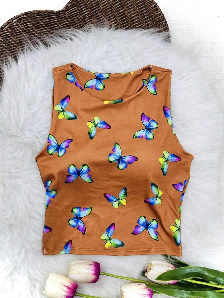 Cropped Top With Padding - màu nâu - Xem 1