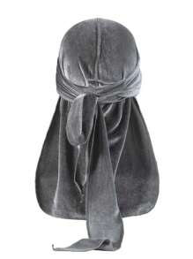 Men's Solid Color Velvet Durag With Thermal Lined - Adjustable Elastic Band For Secure Fit, Soft Breathable Winter Headwear, Pirate-Style Design Suitable For Sports, Outdoor Activities & Casual Wea Pirate Hat Pirate Costume