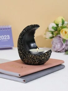 1pc Moon Shaped Candle Holder, Home Decor, Foyer Or Office Desk Ornament, Holiday Gift