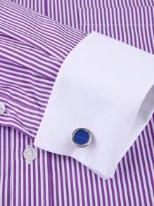 1 Áo sơ mi nam cổ tay kiểu Pháp, thiết yếu cho những dịp trang trọng, đám cưới, sự kiện kinh doanh (Bao gồm khuy măng sét ngẫu nhiên), vui lòng kiểm tra kích thước trước khi mua, mùa thu, áo dài tay - Màu tím - Xem 5