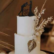 3 件套黑色婚礼设计蛋糕装饰适用于婚礼派对蛋糕装饰 - 彩色 - 查看 5