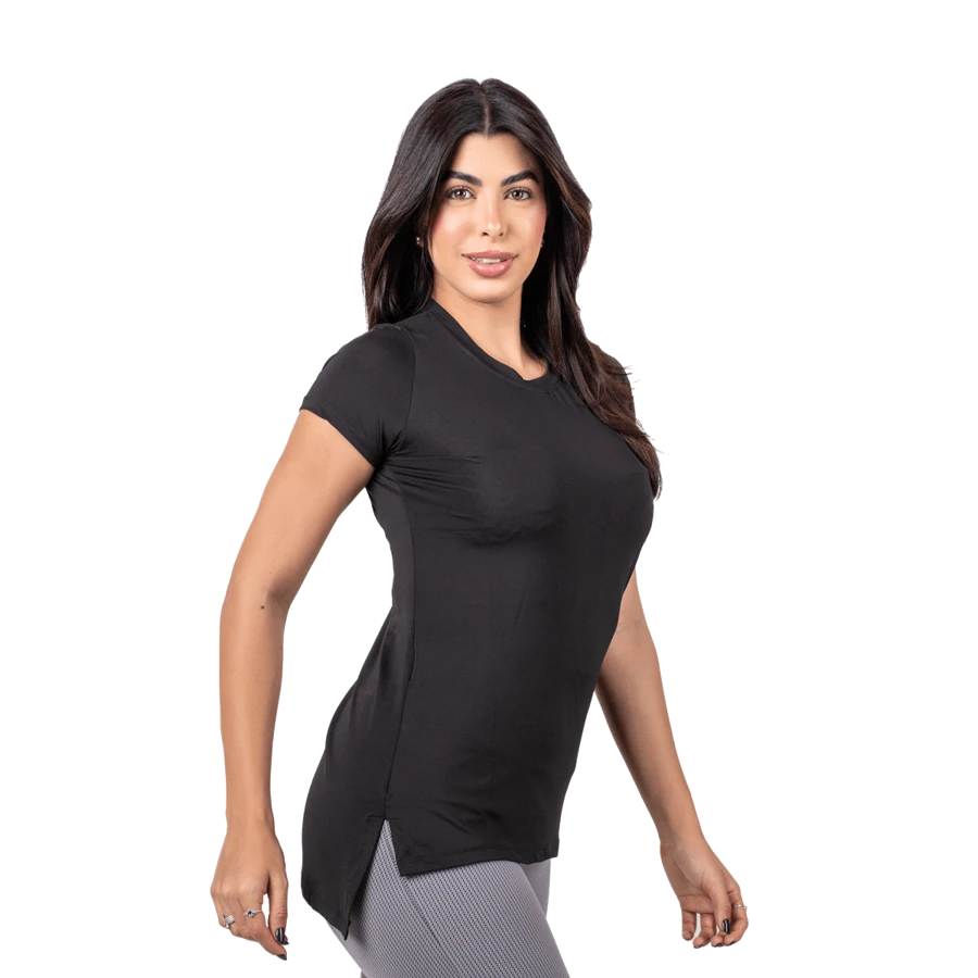 Vest Blouse Leggings Gym Blouse Butt Cover Elastane Training Shirt Leg Cover UV Mullet - 黑色 - 查看 1