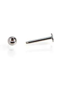 1 Stück medizinische Grad hypoallergene Titan-Stahl flacher Stift, extern mit Gewinde, kugelförmiger 20G/18G Ohrstecker für Knorpel, Augenbraue, Grübchen, 316L Piercing Schmuck, Lippen Ring, Zungenstecker
