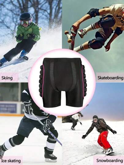 1pc Women's Sports 3D Impact Protection Shorts, Black High Elasticity For Skiing, Ice Skating, Roller Skating, And Protective Ski Outfits
