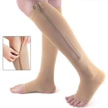 Compression Socks With Zipper, Sports Pressure Socks, Ankle-Length, Zip Sox - Apricot - View 12