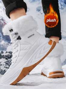 Heren sneeuwlaarzen 2024 Winter Nieuwe verdikte warme schoenen Hoge top Ronde neus Vetersluiting Zachte onderkant Rubberen zool Waterdicht Sneeuwbestendig Antislip Outdoor wandelschoenen