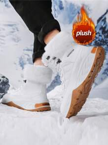 Heren sneeuwlaarzen 2024 Winter Nieuwe verdikte warme schoenen Hoge top Ronde neus Vetersluiting Zachte onderkant Rubberen zool Waterdicht Sneeuwbestendig Antislip Outdoor wandelschoenen