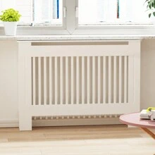 BingoPaw Radiator Cover, High Radiator Cover, Vertical Slat Wood, White, Painted MDF Country House Style, Radiator Cover 101 Cm High And 19 Cm Weith For Bedroom, Living Room, Office Radiator Cover, 4 Length Sizes - M-111x19x101 cm - View 3