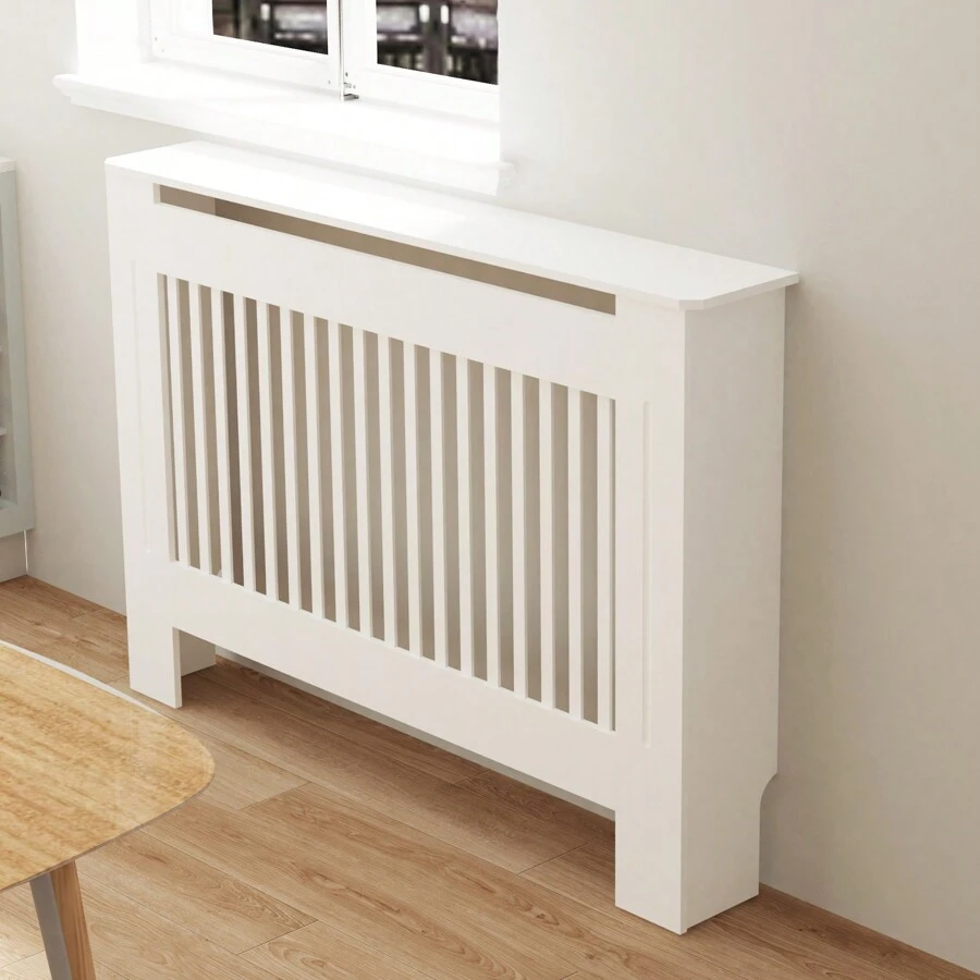 BingoPaw Radiator Cover, High Radiator Cover, Vertical Slat Wood, White, Painted MDF Country House Style, Radiator Cover 101 Cm High And 19 Cm Weith For Bedroom, Living Room, Office Radiator Cover, 4 Length Sizes - M-111x19x101 cm - View 1