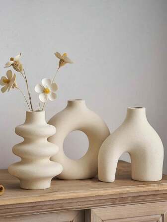 1 件现代简约波西米亚风格花瓶，哑光甜甜圈形花瓶，适合芦苇草，非常适合客厅、餐桌、办公室、卧室架子装饰、入口、控制台