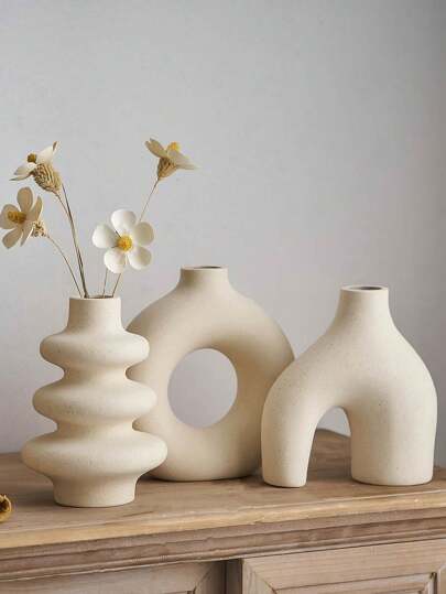 1pc Moderne Minimalist Bohemian Vase, Matte Donut Shaped Flower Reed Grass, Great Living Room, Dining Table, Office, Bedroom Shelf Entryway, Console Home Back To School Room Supplies Glass Vase