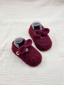 1 Pair Crochet Bowknot Handmade Infant Shoes, Crawler Indoor Floor Socks