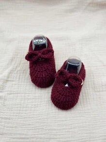 1 Pair Crochet Bowknot Handmade Infant Shoes, Crawler Indoor Floor Socks
