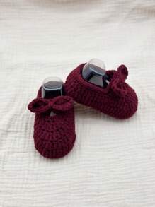 1 Pair Crochet Bowknot Handmade Infant Shoes, Crawler Indoor Floor Socks