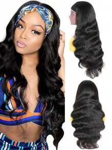Headband Wig Human Hair Body Wave Headband Wigs For Women Human Hair None Lace Wig 150% Brazilian Virgin Human Hair Headband Wig 150% Density - Natural Black - View 4