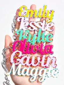 1pc Multi-Color Option To Customize Personalized Acrylic Name Keychain, Custom Lettering Keyring, Colorful Glitter Pendant, DIY Name And Date, The Perfect Gift For Special Occasions Mother's Day Valentine's Day Gift Back To School Gift Ideal Gift For Men And Women Birthday Gift Christmas Gift