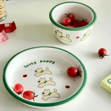 Ins Style Christmas Tableware, Valentine's Day Gift, Ceramic Bowl For Home, Student Dorm, Cute Dining Plate, Single Portion Size, Thick Material - Multicolor - View 5