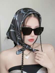 Black UV Protection Headband, Bandana, Necktie, For Women, Versatile & Fashionable Scarf, Headscarf, Hiphop Style For Men