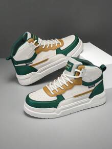 Giày trượt patin đế dày in họa tiết khối màu thời trang dành cho nam, giày thể thao thường ngày đa năng dành cho các cặp đôi ngoài trời - Be - Xem 3