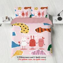 Bộ 3 chăn ga gối in kỹ thuật số tình bạn màu hồng, bạn gái và bạn bè (1 bộ + 2 vỏ gối, không lõi), chăn ga gối in họa tiết cá nhân, mềm mại, ấm áp, thân thiện với da, nhiều kích cỡ - HQQ-SJT0145 - Xem 2