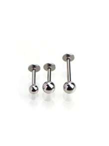 1 Stück medizinische Grad hypoallergene Titan-Stahl flacher Stift, extern mit Gewinde, kugelförmiger 20G/18G Ohrstecker für Knorpel, Augenbraue, Grübchen, 316L Piercing Schmuck, Lippen Ring, Zungenstecker