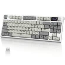ATTACK SHARK RK86 RGB 75% Wireless Gasket Mechanical Keyboard, Triple Mode Blue Bud 5.0/2.4G/USB-C 82 Keys Hot Swappable Gaming Keyboard 4000 MAH Battery With Knob & 1.2'' HD OLED Display, Custom Linear Switches