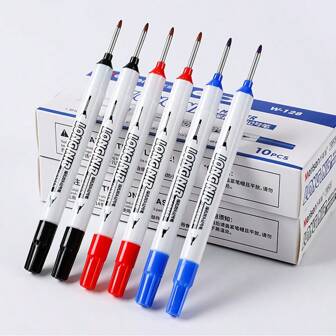 1支/2支长头记号双头笔深孔金属浴室木工瓷砖标记螺丝深孔20mm划线笔标记笔