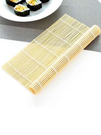 1 pieza, Juego de 2 piezas de persianas enrollables para sushi, cortinas de bambú con envoltura de arroz y piel blanca de algas marinas, utensilios japoneses tejidos a mano, esterillas para sushi