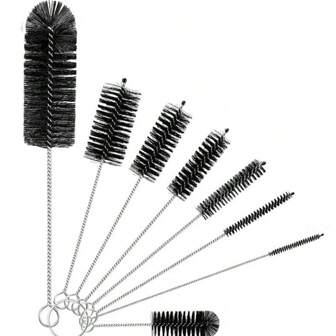 8 pièces Set de brosses de nettoyage pour bouteilles et pailles, brosse longue en nylon pour bouteilles, manche flexible en acier inoxydable, convient pour les bouteilles, pailles, pipes, carafes, éviers et couvercles