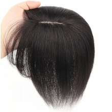 Copete de cabello humano real para mujeres con pelo liso, aumento de volumen con clip, oculta el pelo ralo, para el cabello con la línea del cabello alta, mecanismo completo - SNatural - Ver 6