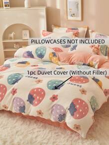 1 Vỏ chăn lông vũ màu xám in họa tiết sóng hoạt hình, Vỏ chăn 2 trong 1 (Không bao gồm ruột), Chăn ấm cho mùa thu/đông, Thích hợp cho phòng khách, ghế sofa, phòng ngủ, ký túc xá - Hồng - Xem 2