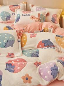 1 Vỏ chăn lông vũ màu xám in họa tiết sóng hoạt hình, Vỏ chăn 2 trong 1 (Không bao gồm ruột), Chăn ấm cho mùa thu/đông, Thích hợp cho phòng khách, ghế sofa, phòng ngủ, ký túc xá - Hồng - Xem 6