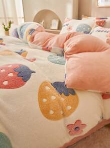 1 Vỏ chăn lông vũ màu xám in họa tiết sóng hoạt hình, Vỏ chăn 2 trong 1 (Không bao gồm ruột), Chăn ấm cho mùa thu/đông, Thích hợp cho phòng khách, ghế sofa, phòng ngủ, ký túc xá - Hồng - Xem 5