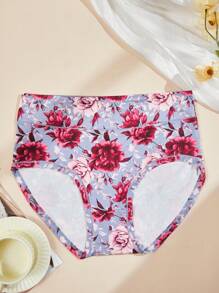 Set de 5 bragas de talla grande para mujeres, de elegante estampado, suaves y transpirables, con cobertura total, aptas para todas las estaciones