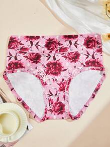 Set de 5 bragas de talla grande para mujeres, de elegante estampado, suaves y transpirables, con cobertura total, aptas para todas las estaciones